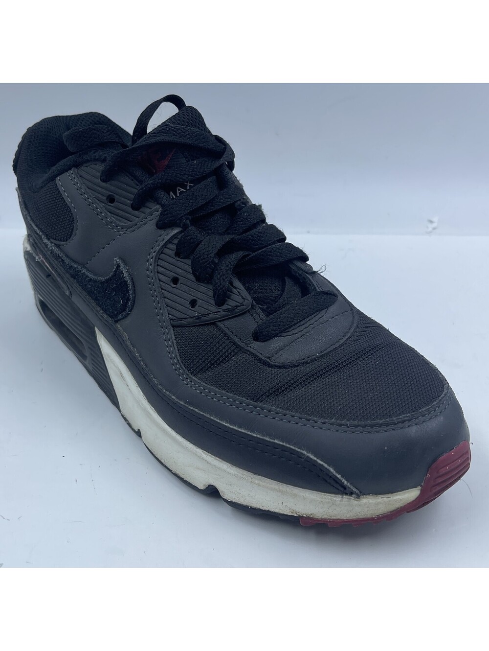 Nike Air Max 90 LTR GS Youth Sneaker Size 6.5 Black Leather Shoes CD6864-022